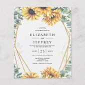 バジェットサンフラワーユーカリ結婚式招待状 (正面)