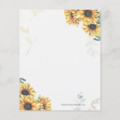 バジェットサンフラワー金ゴールドブライダルシャワー招待 (裏面)