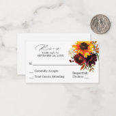 バジェットサンフラワー&ブルゴーニュフローラSM食事なしRSVP ノートカード (正面/裏面インサイチュ)