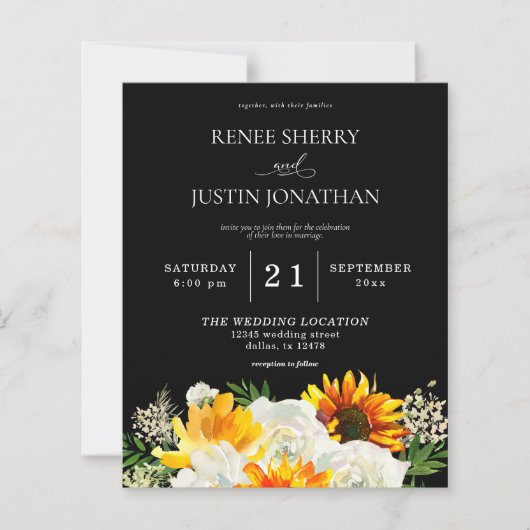 バジェットサンフラワー&ホワイトフローラブラック結婚ズ2 (正面)