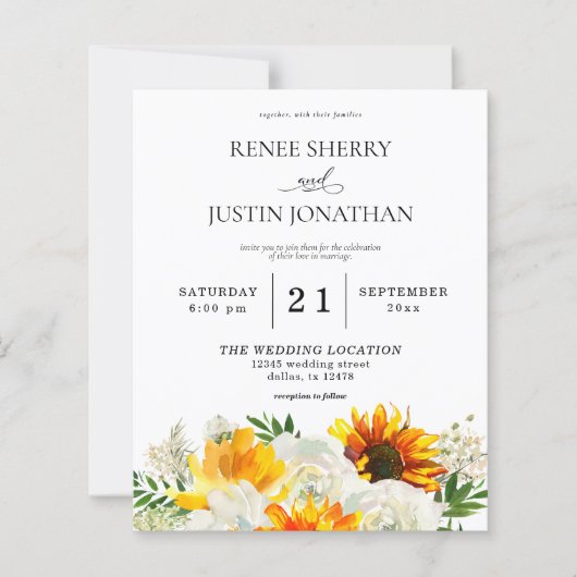 バジェットサンフラワー&ホワイトローズ結婚フローラズ2 (正面)