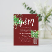 バジェットシダ緑のバーガンディ結婚式の招待 (スタンド正面)