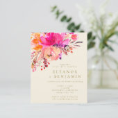バジェットシックなピンクの水色フローラ結婚式の招待 (スタンド正面)