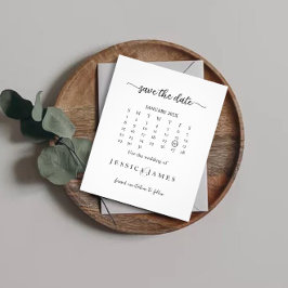 バジェットシックな黒と白の結婚式の日付を保存 チラシ