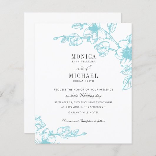 バジェットシックアクアマグノリアフラワーブランチ結婚ズ (正面/裏面)