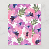 バジェットシックウォーターカラーフローラ結婚式招待状 (裏面)