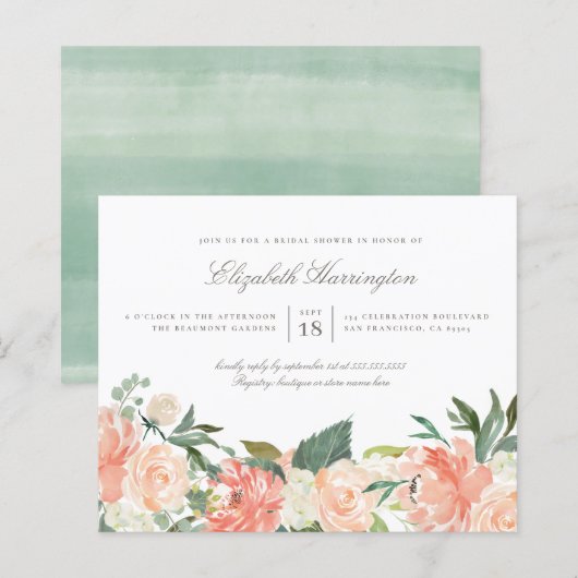 バジェットシックウォーターカラー春フローラブライダルシャワー (正面/裏面)