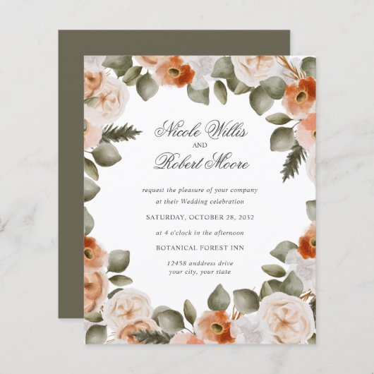 バジェットシックオレンジアイボリーモスグリーンフローラ結婚ズ (正面/裏面)