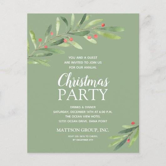 バジェットシックグリーンリークリスマス招待状 チラシ (正面)