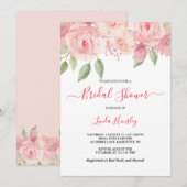 バジェットシックコーラルフローラブライダルシャワー 招待状 (正面/裏面)