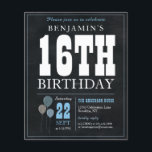 バジェットシックシャルボードブルーバルーン16th誕生日<br><div class="desc">ヴィンテージ素朴シャルボードホワイトブルーバルーン16th誕生日パーティー招待状</div>