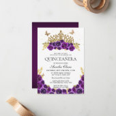 バジェットシックパープルフローラ金ゴールドティアラキンセアニェラ ノートカード (正面/裏面インサイチュ)