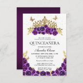 バジェットシックパープルフローラ金ゴールドティアラキンセアニェラ ノートカード (正面/裏面)