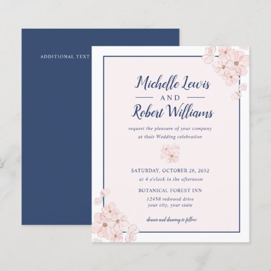 バジェットシックピンクグリッターネイビーブルーフローラズ (正面/裏面)