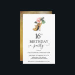 バジェットシックフローラ金ゴールドハイヒール16th誕生日<br><div class="desc">エレガント金ゴールド熱帯モダンフローラ金ゴールドハイヒールSweet sixteen16thバースデーパーティーへの招待ピンクと緑の熱帯の花に囲まれた私たちの華やかなキラキラした水色の金ゴールドハイヒール。背景は贅沢な水色の金ゴールド洗い。単にエレガントなバースデーカスタマイズタパーティーの招待のためのあなたの情報と簡単。**当社の予算紙はより小さく、より繊細だが、まだ美しい!**紙の種類の比較については、こちらのビデオをご覧くださもしい。https://youtu.be/G0F9Am5HPD4サポートまたはマッチング項目が必要な場合は連絡cedarandstring@gmail.comまでお問い合わせ下さい。</div>