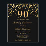 バジェットシックブラック金ゴールド90th誕生日招待状<br><div class="desc">バジェットシック90th誕生日招待状</div>