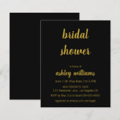 バジェットシックブラック&金ゴールドブライダルシャワー招待状 (正面/裏面)