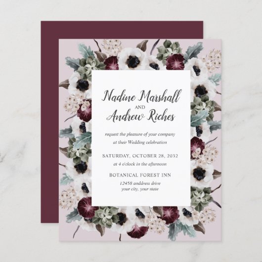 バジェットシックプラムアイボリーセージピンク結婚フレーム (正面/裏面)