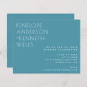 バジェットシックモダンティール（緑がかった色）結婚式の招待 (正面/裏面)