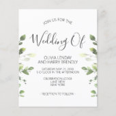 バジェットシックユーカリプスグリーンリー結婚式招待状 (正面)