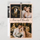バジェットシック写真結婚コラージュのサンキューカード (正面/裏面)