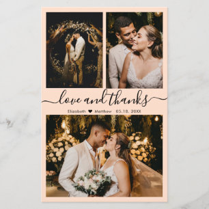 バジェットシック写真結婚コラージュのサンキューカード