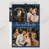 バジェットシック写真結婚コラージュのサンキューカード (正面/裏面)