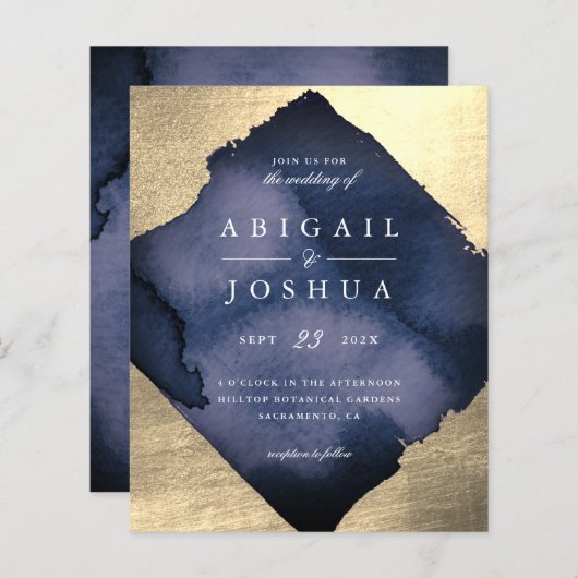 バジェットシック金ゴールドダイヤモンドネイビーウォーター結婚カラー (正面/裏面)