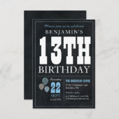 バジェットシック13th誕生日シャルボードブルーバルーン ノートカード (正面/裏面)