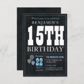 バジェットシック15th誕生日シャルボードブルーバルーン ノートカード (正面/裏面)