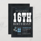 バジェットシック16th誕生日シャルボードブルーバルーン ノートカード (正面/裏面)