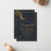 バジェットシテラルブルー金ゴールドスタームーンキンセアニェラ ノートカード (正面/裏面インサイチュ)