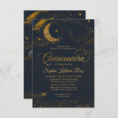 バジェットシテラルブルー金ゴールドスタームーンキンセアニェラ ノートカード (正面/裏面)