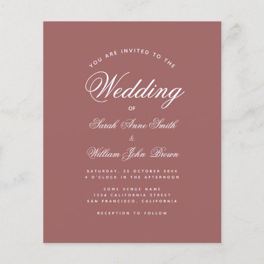 バジェットシナモンバラスクリプト結婚式招待状 (正面)
