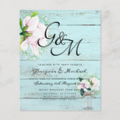 バジェットシャビーピンクマグノリアシックな結婚式の招待 (正面)