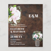 バジェットシャビーピンクマグノリアシックな結婚式の招待 (正面)