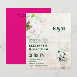 バジェットシャビーピンクマグノリアシックな結婚式の招待