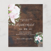 バジェットシャビーピンクマグノリアシックな結婚式の招待 (正面)