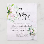 バジェットシャビーピンクマグノリアシックな結婚式の招待 (正面)