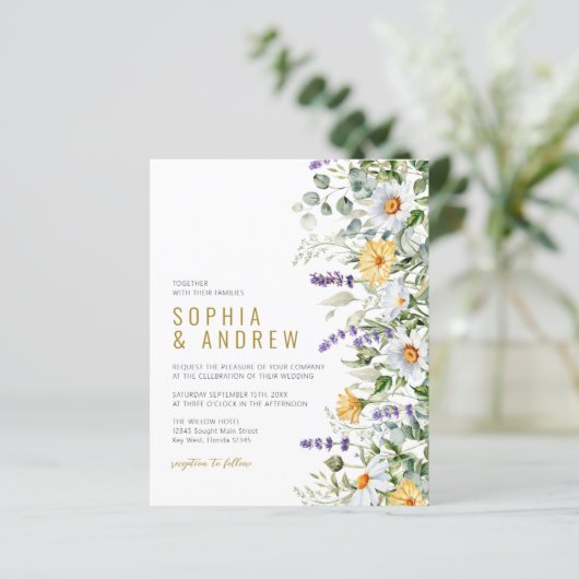 バジェットシャモミール&ユーカリ結婚式招待状 (スタンド正面)