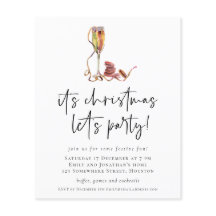 バジェットシャンパンクリスマスレットパーティー招待状