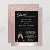 バジェットシャンパントースト赤面ブライダルシャワー招待状 (正面/裏面)