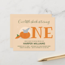 バジェットシャークワンパンプキンファースト誕生日招待状