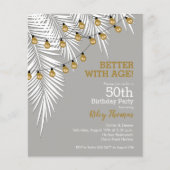バジェットシルバーと金ゴールド50th誕生日招待状 (正面)