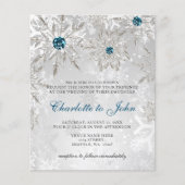 バジェットシルバーアクアスノーフレーク結婚式招待状 (正面)