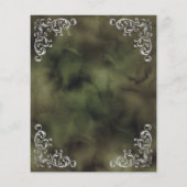 バジェットシルバーオリーブグリーンヴィンテージウェディングメニュー (裏面)