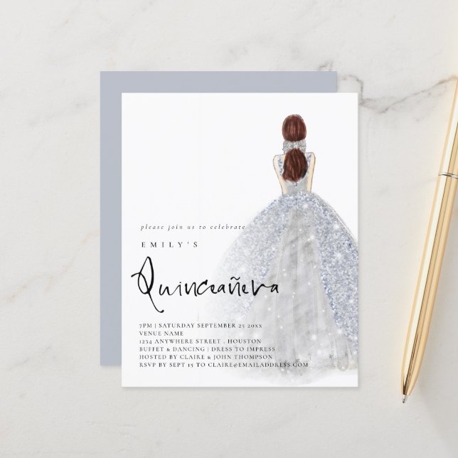 バジェットシルバーガウンブルネットヘアQRキンセアニラ (正面/裏面インサイチュ)