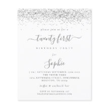 バジェットシルバーガーリーグリッター21パーティの招待状