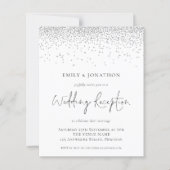 バジェットシルバーグリッターウェディングレセプション招待状 (正面)