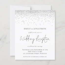 バジェットシルバーグリッターウェディングレセプション招待状